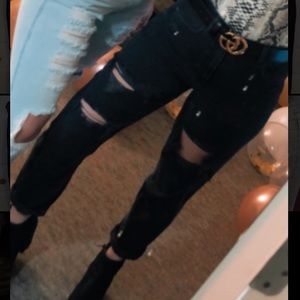 American Eagle black high waisted mom jeans